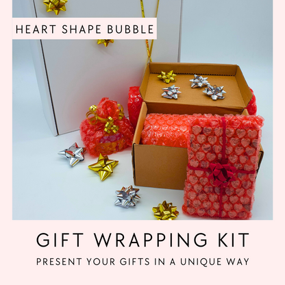 Heart Shaped Bubble Wrap for Birthday Day Gifts Wrapping 30cmx5m - Complete Kit for special occasions